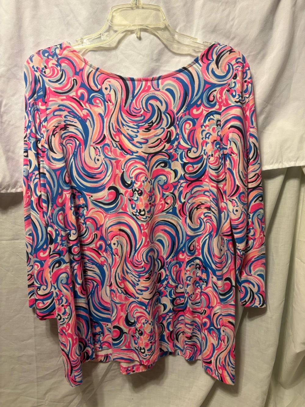 Lilly Pulitzer Pink and Blue Swirl Long Sleeve Top XL